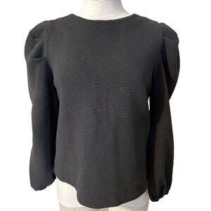 Anthropologie BARU Top XS Extra Small Black Ribbed Long Sleeve NEW